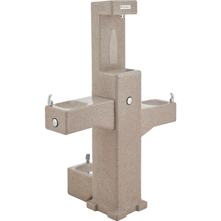 Global Industrial Outdoor Bottle Filler & Fountain w/ Pet Station & Filter, Rotocast Granite 603605F